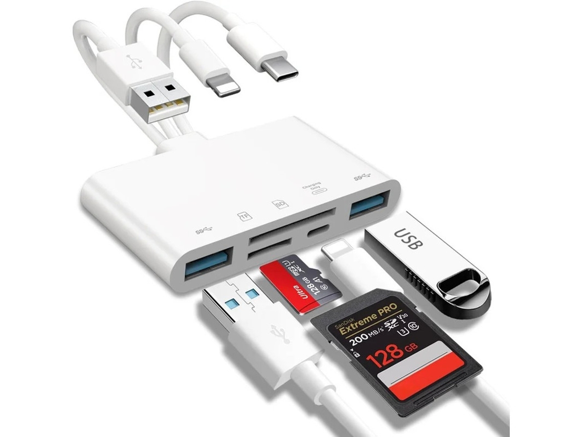 Adaptador Elektor 5 en 1 USB OTG para tarjeta de memoria SD para dispositivos iPhone/iPad, CE USB A Yizhood