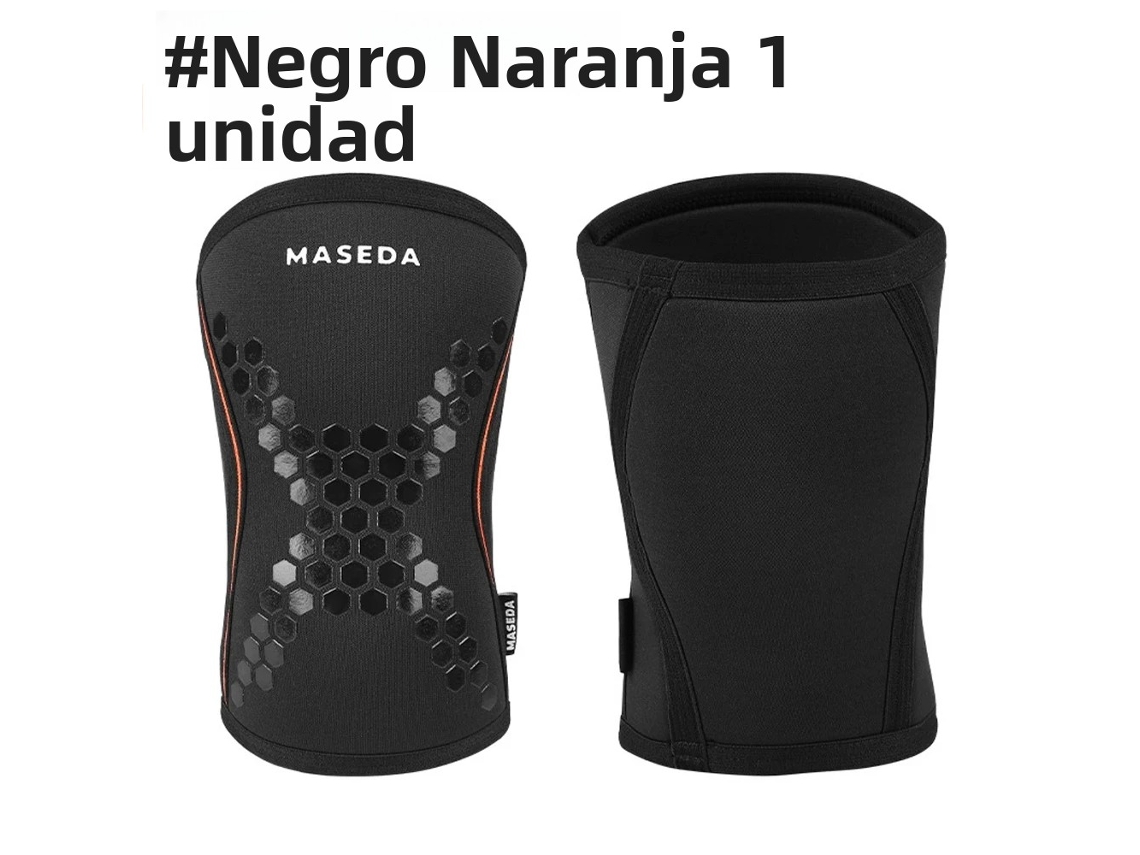 Rodillera de neopreno de 7 mm para levantamiento de pesas, rodillera de compresión, ideal para sentadillas. Mdug (negro/naranja M)