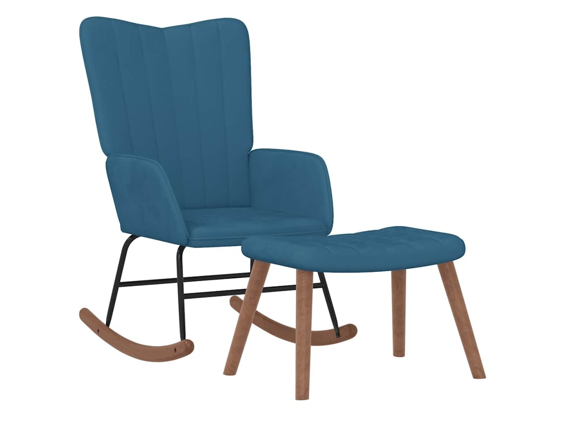 Silla mecedora VIDAXL Azul Terciopelo (61x78x98 cm)