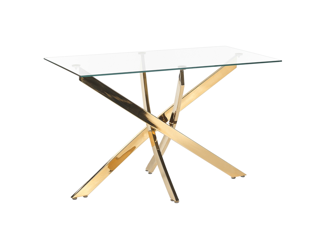 Mesa de comedor BELIANI Maramo de Vidrio templado Dorado 70x120x76