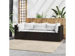 Conjunto de muebles de jardín con cojines de mimbre marrón, Dkd Home Decor