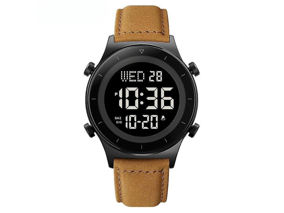 Relojes De Pulso Digitales Impermeables Cronómetro Alarma Cuenta Regresiva Tiempo Doble Máquina Negra Marrón Cinturón Yuysan