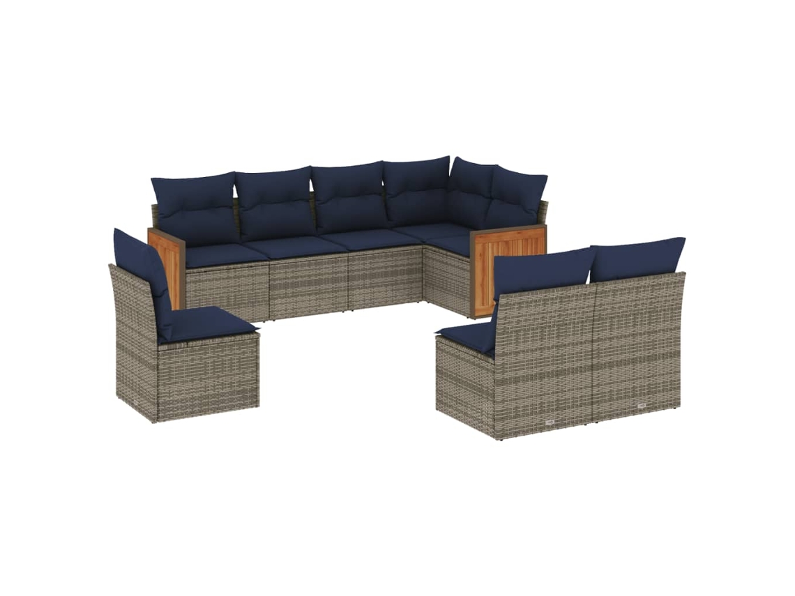 Maison Exclusive - Conjunto De Sofá De Jardín De 8 Piezas Con Cojines, Poliratán Gris