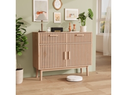 Mueble de Cocina, 100x35x80cm, Aparador con 2 Cajones y 2 Puertas, Cómoda para Cocina, Salón, Color Madera Natural Rosahqnda
