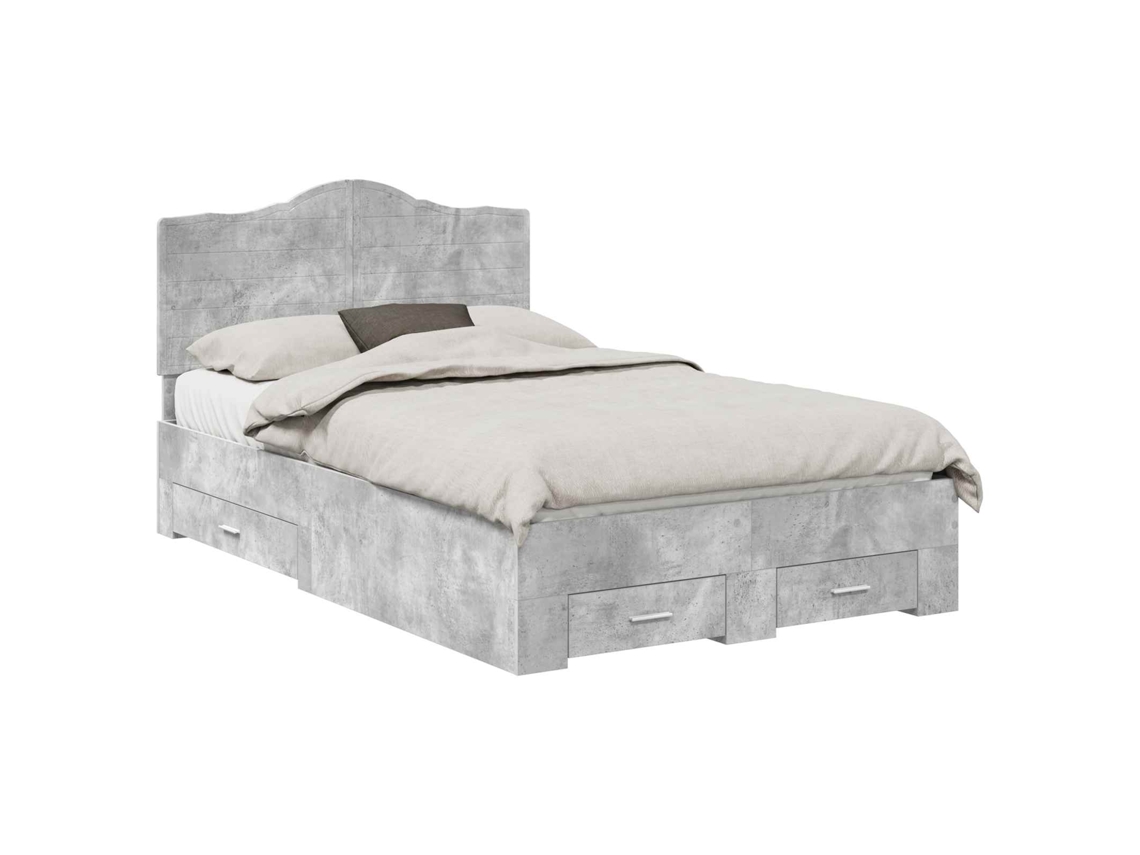 Maison Exclusive - Estructura De Cama Con Cabecera Gris Concreto 135 X 190 Cm