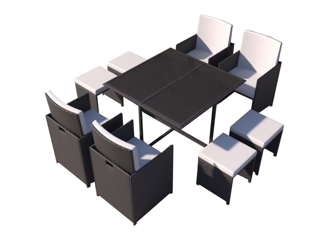 Conjunto de Jardín CONCEPT U Florida (Negro y Blanco - Resina - 296x110x88 cm)