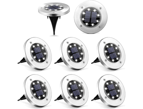 8pcs luz solar de suelo, luz de disco solar LED iluminación de paisaje de jardín impermeable al aire libre