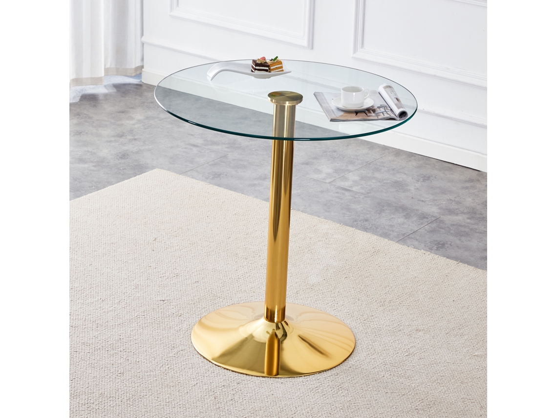 Mesa De Bar Redonda De Cristal, 89x92cm, Minimalista.