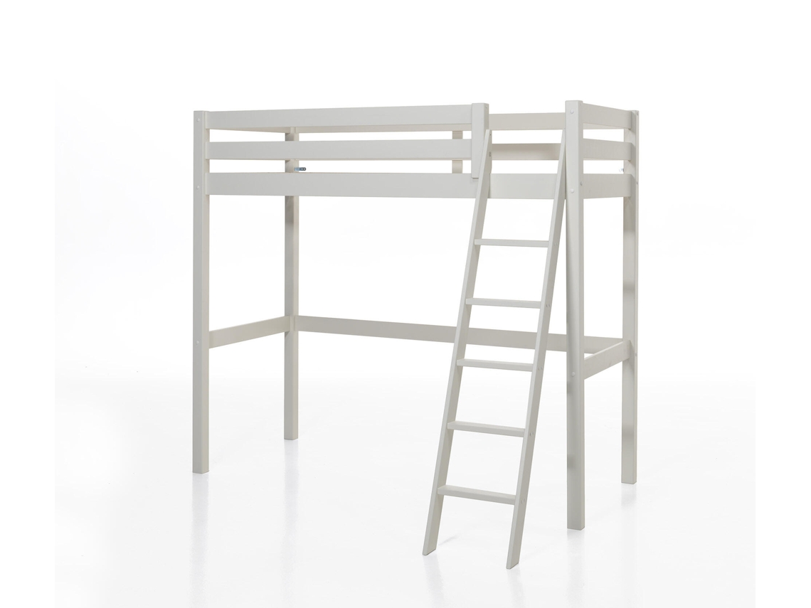 Cama Alta FURNLUX Pino (Blanco, Madera Maciza - 165X209X190 Cm / 90X200 Cm)