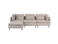 Sofá De Canto Modular De 3 Lugares Estofado Beliani Egeris De Tecido Creme 275x149x80