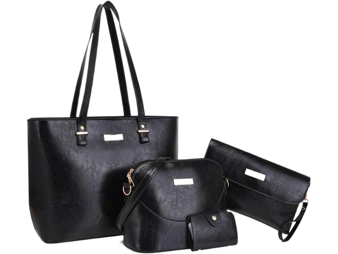 Juego De 4 Bolsos Tote Con Monederos De Piel Sintética.