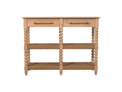 Mesa consola Savoy Bobbin de madera maciza con estantes de yute de ARTISAN FURNITURE EST 1995 TM