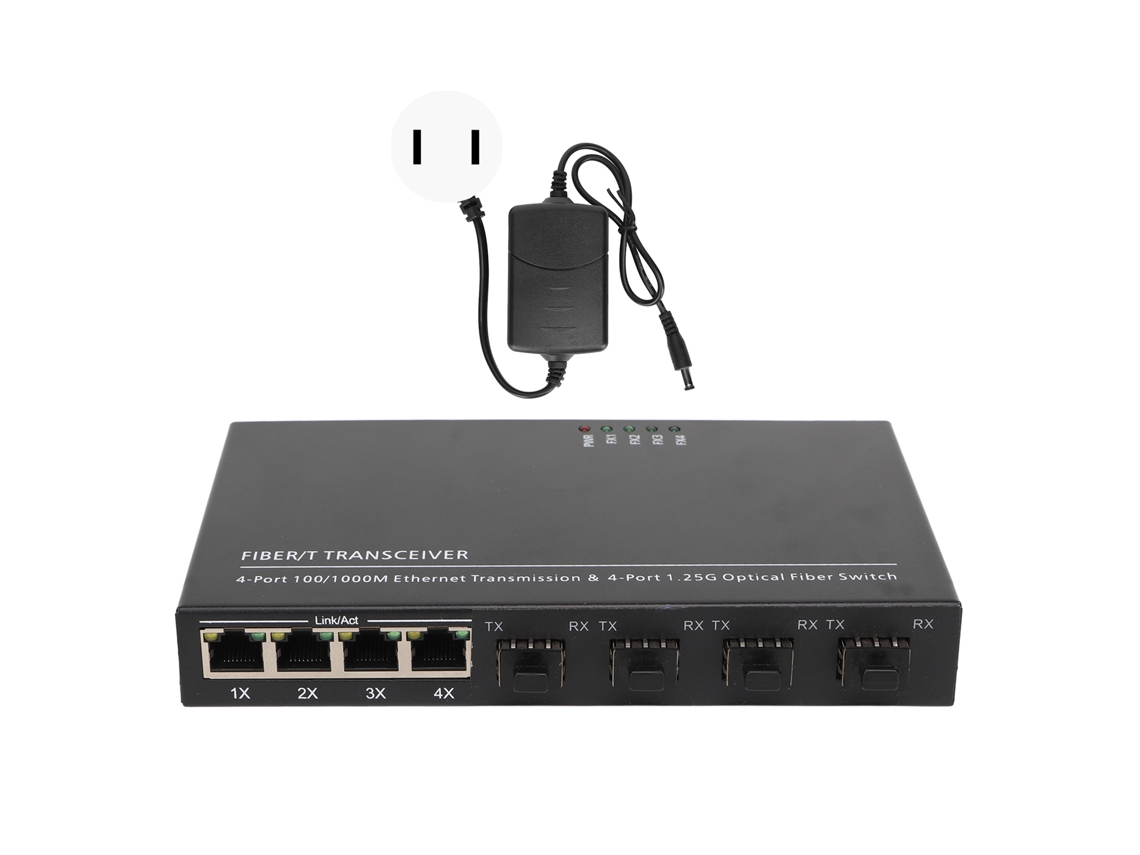 Convertidor de medios Ethernet de fibra (8 puertos, SFP Gigabit completo)