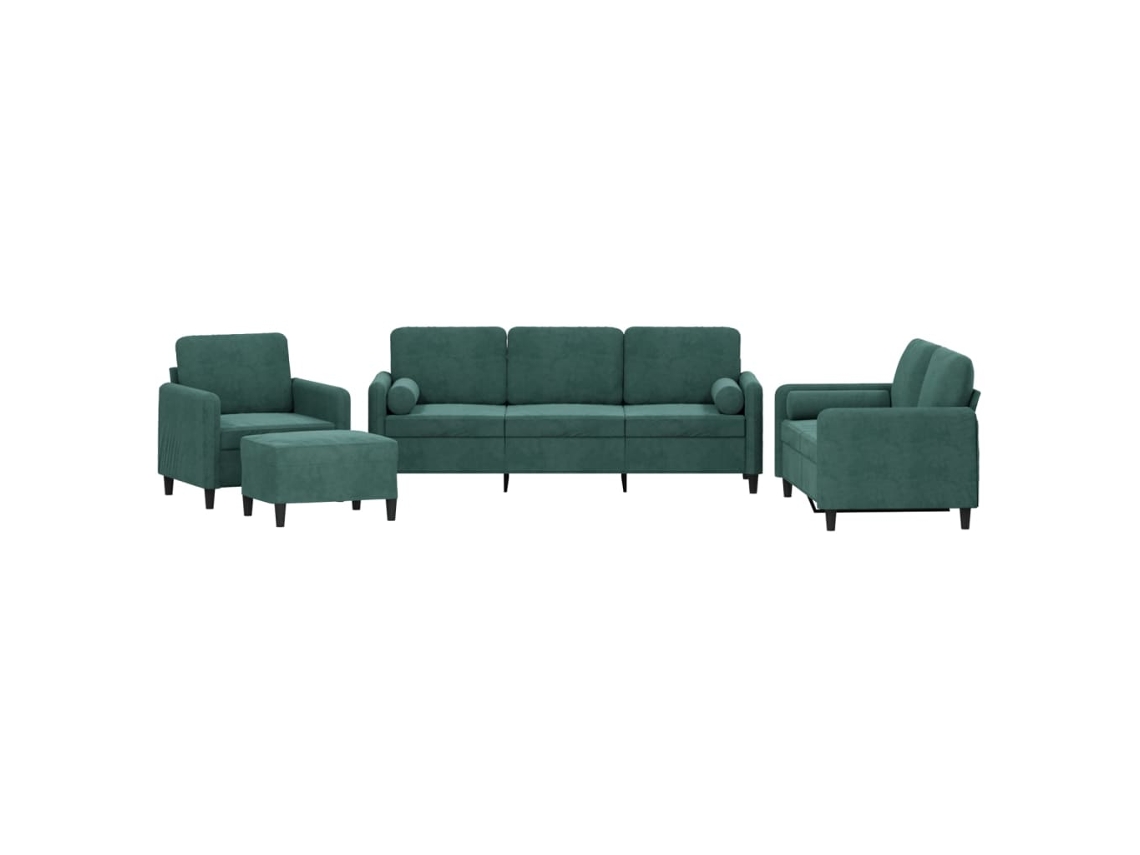 Maison Exclusive - Juego De Sofás Con Cojines 4 Piezas Terciopelo Verde Oscuro