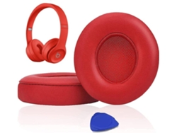 Almohadillas de espuma suave para auriculares inalámbricos Beats Solo 2, color rojo.