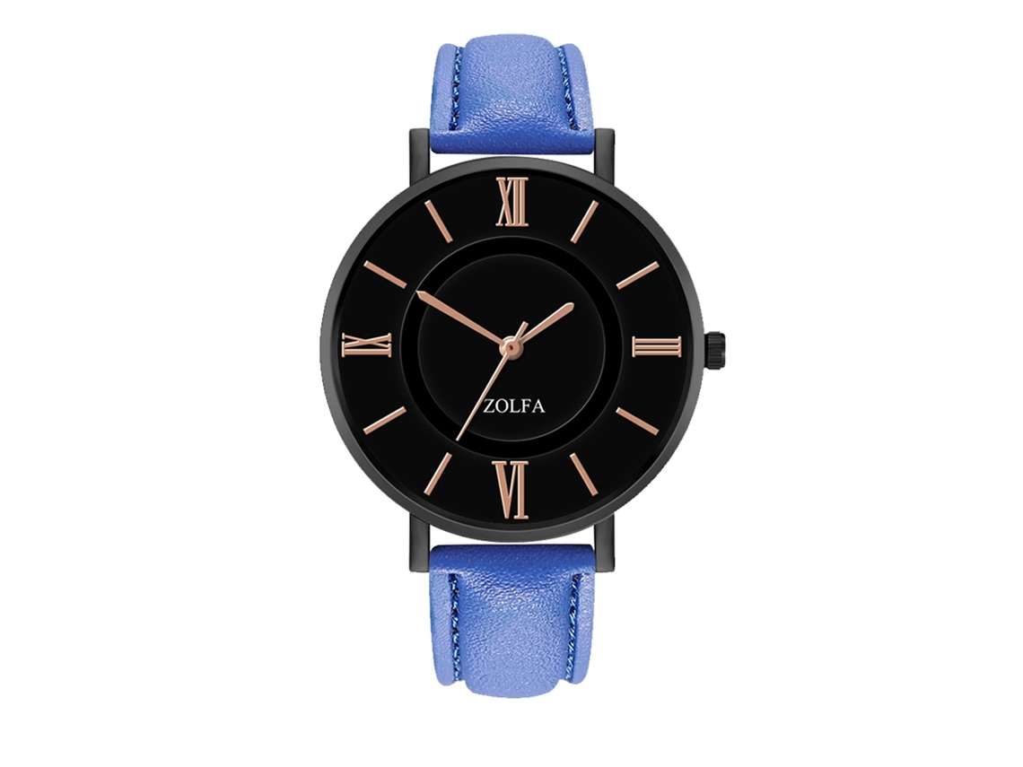 Reloj De Pulsera De Aleación Con Dial Redondo Analógico De Cuarzo Para Mujer Y Hombre (azul)