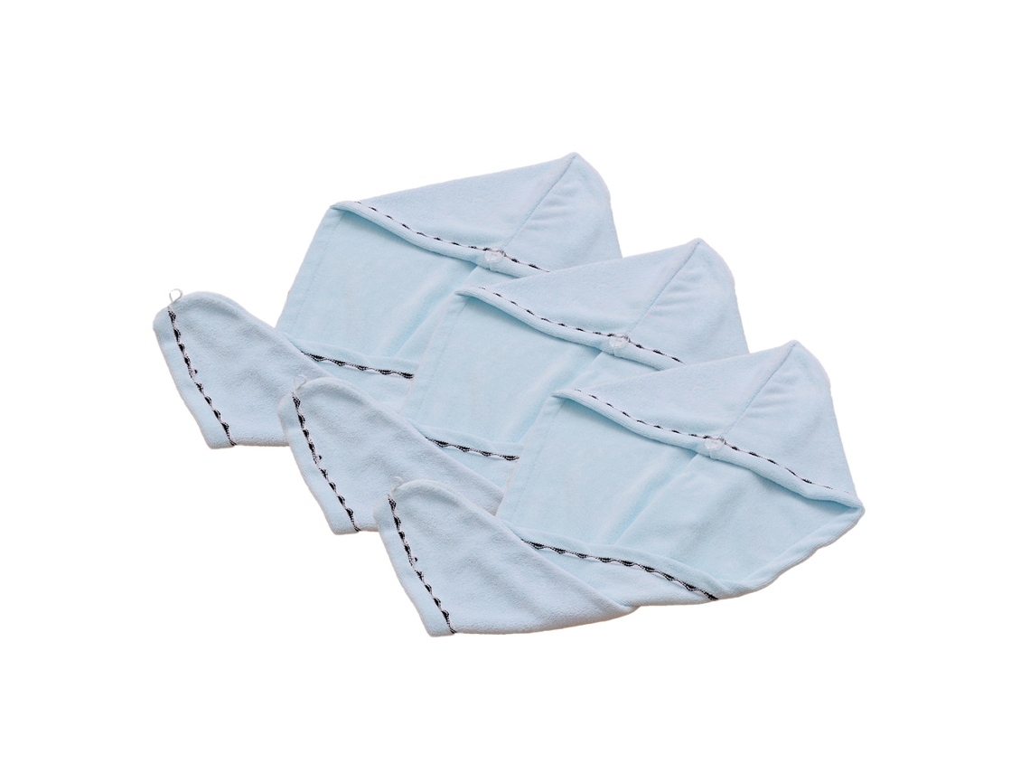 Conjunto de Toalla KOFIHETY Cabello Paquete Turbante Absorbente Secado Rápido Largo fibra superfina Azul - 3pcs (Talla Única)