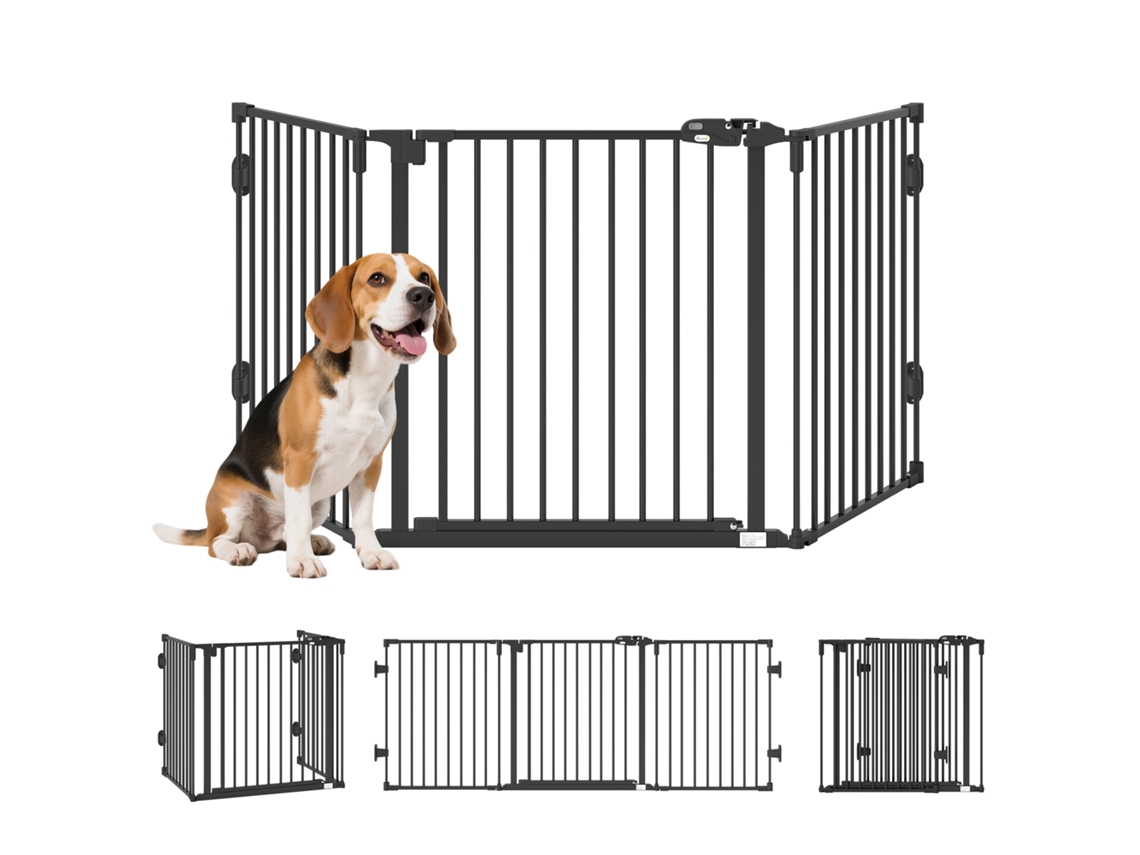 Puerta Para Mascotas Con 3 Paneles Plegables Automáticos, 202,5 X 2 X 76 Cm