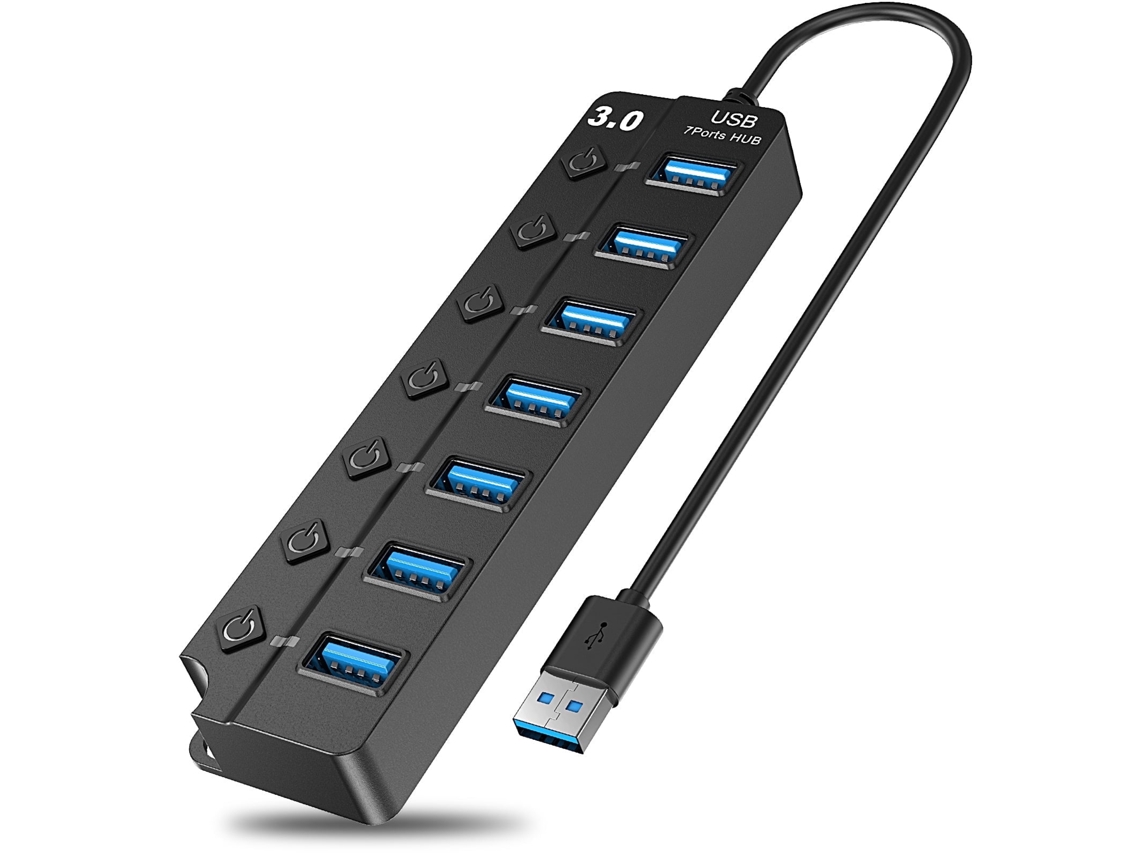 Divisor De Hub Usb 3.0 De 7 Portas Para Adaptador Usb De Desktop De Laptop Com Interruptores Individuais