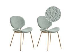 Juego de 2 sillas de comedor Beliani Luana de estilo retro en tela bouclé verde, 50x52x80 cm