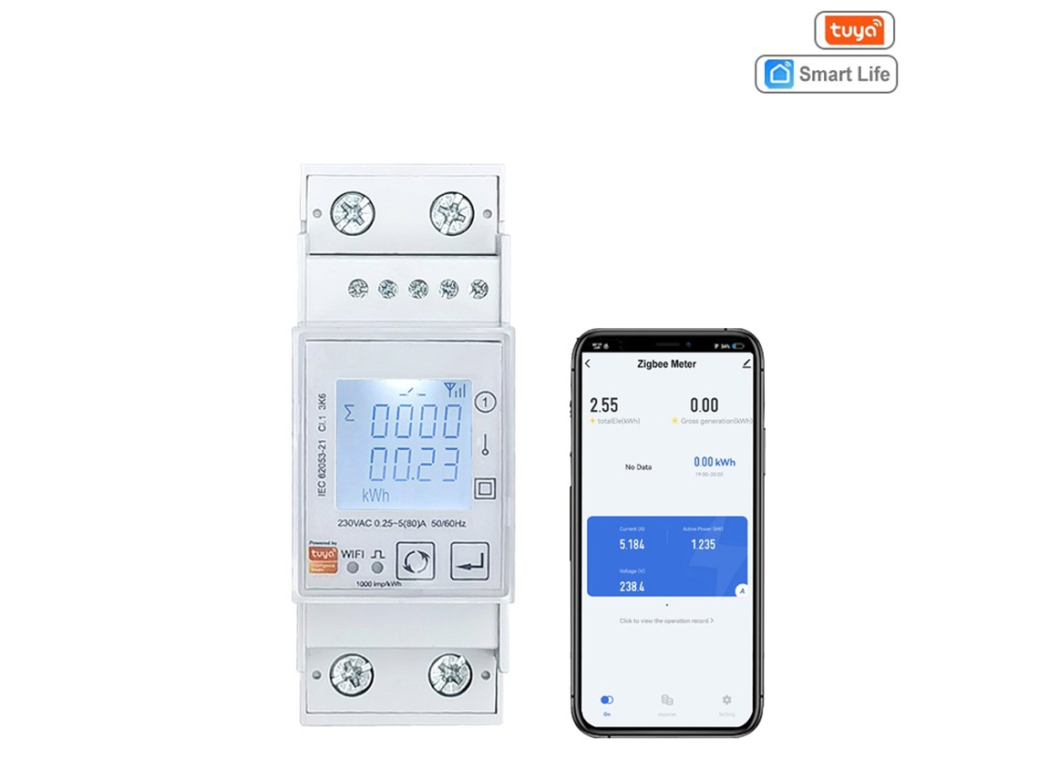 Medidor Eléctrico Inteligente Tuya Zigbee Wifi, Monofásico, 80 A, Requiere Puerta De Enlace De Control Por Aplicación.