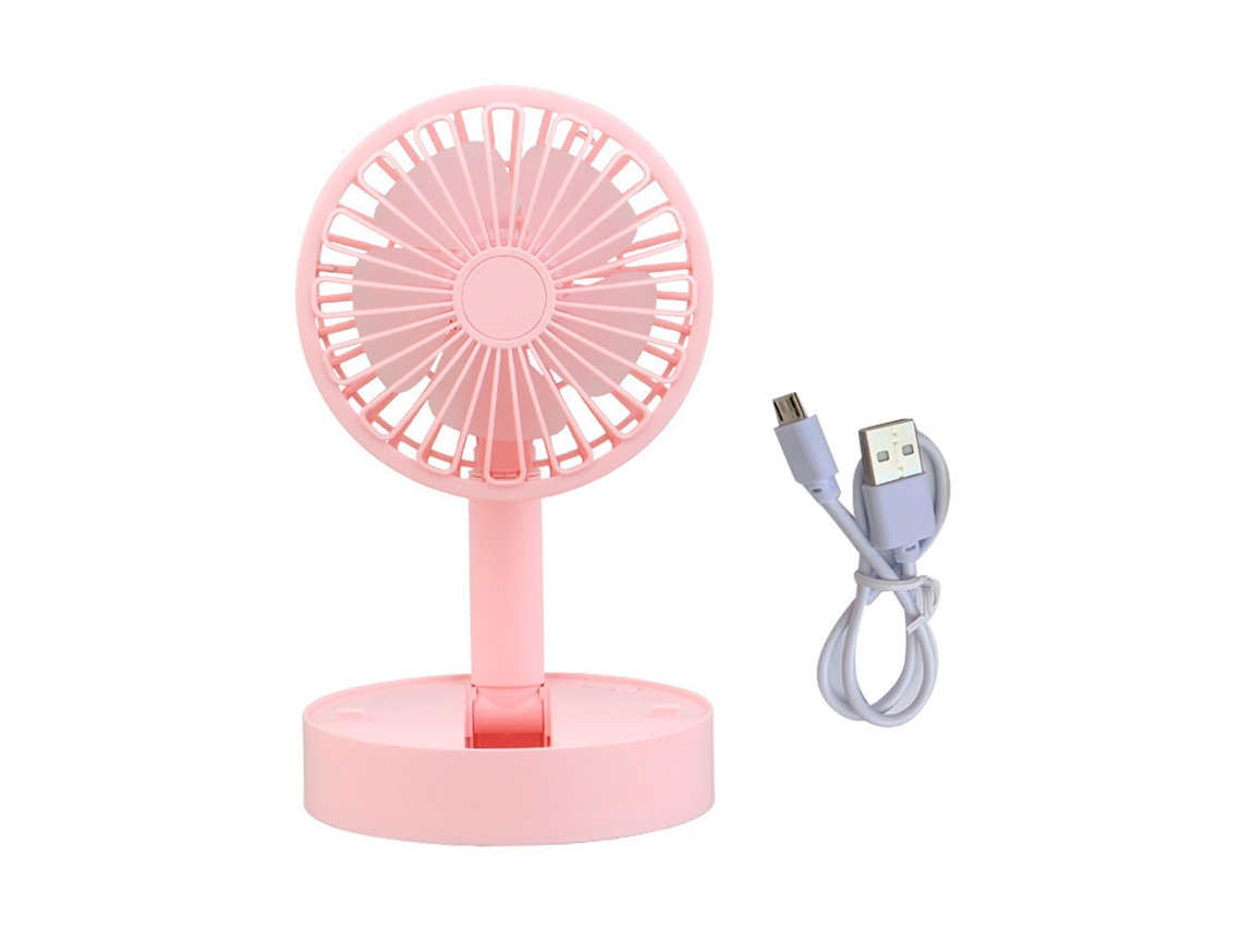 Ventilador De Escritorio Plegable Con 3 Velocidades, Recargable, Alto Flujo De Aire, Rosa.
