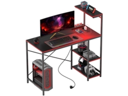 Mesa Gamer Led Com Fibra De Carbono Preta