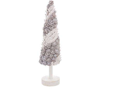 Árbol de Navidad LOLAHOME Pie con Piñas Blanco (75x14x28 cm - Madera)
