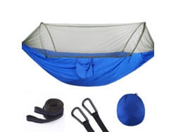Hamaca Portátil Individual Con Mosquitera, Adecuada Para Mochileros Y Campamentos Al Aire Libre (290x140 Cm) Azul Siurn