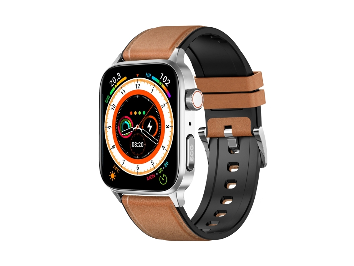 Reloj inteligente profesional con pantalla TFT de 1,85 pulgadas y correa de cuero, dispositivo médico, ECG TI (marrón)