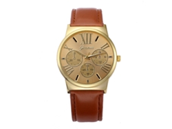 Reloj De Pulsera Casual Con Números Romanos Correa De Cuero Pu Moda Oro