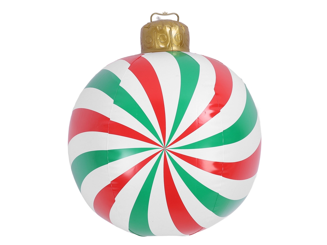 Bola inflável de Natal Bj-Christmas em formato de doce, 60 cm (23,62 pol.), listras vermelhas e verdes, para jardim externo, em PVC.