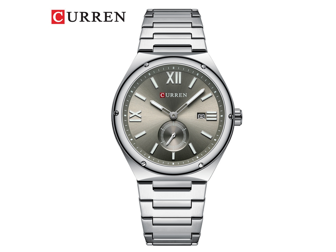Reloj De Cuarzo De Dos Manecillas, Resistente Al Agua, Con Brazalete De Acero Inoxidable Y Pulsera Informal Para Hombre (gris Plateado).
