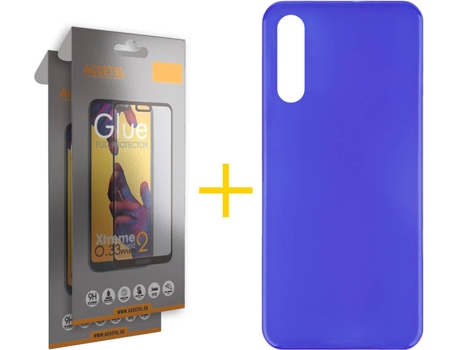 Carcasa + 2 Protectores de Pantalla Samsung A70 ACCETEL Full Azul