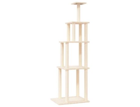 Rascador para gatos con postes de sisal color crema 183 cm VIDAXL