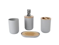 Juego de baño de 4 piezas, vaso para cepillo de dientes de bambú resistente e impermeable para el hogar y el hotel.