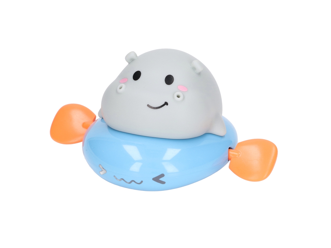 Hipopótamo Flotante Para El Baño Del Bebé Con Cuerda Mecánica Y Chorro De Agua.