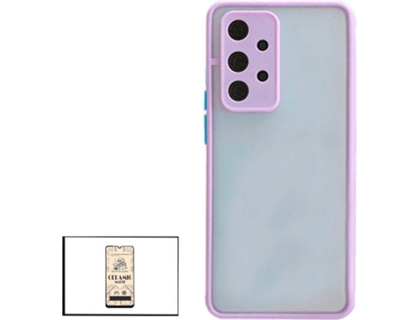 Kit Funda Antichoque y Cristal Templado CeramiGlass Full Cover Samsung Galaxy A32 5G PHONECARE Lila