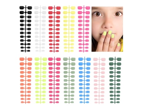 Juegos De Uñas Postizas Mate Cortas Para Niños, Colores De Uñas Postizas Cuadradas Cortas De Cobertura Completa Para Niñas -Style2 ZMDECQNA 12 Un