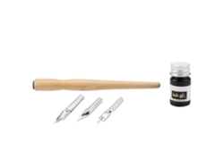 Conjunto De Caneta Para Quadrinhos Com 3 Pontas, Porta-caneta De Madeira E Tinta - Art Supplies Para Caligrafia E Desenho