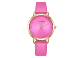 Reloj De Pulsera Elegante, Moderno Y Casual Para Mujer Con Correa De Pu, Cuarzo, Rosa Intenso.