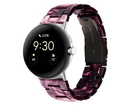 Correa de reloj inteligente para Google Pixel Watch Correa de resina de tres cuentas (púrpura claro)