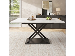 Mesa de comedor retráctil de MDF y metal con tablero efecto mármol blanco