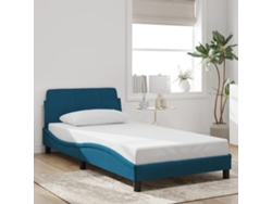 Cama Con Cabecero Sin Colchón Terciopelo Azul 100x200 Cm