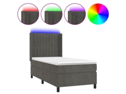 Maison Exclusive - Cama Box Spring Colchón Y Led Terciopelo Gris Oscuro 90x190 Cm