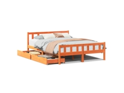 Maison Exclusive - Cama Sin Colchón Madera Maciza De Pino Marrón Cera 160x200 Cm