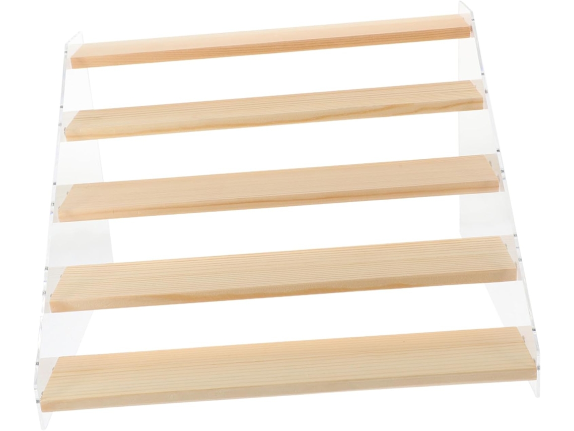 Soporte De Exhibición De Juguetes De Madera, 30 Cm, 5 Niveles, Estante Elevado De Madera Natural.