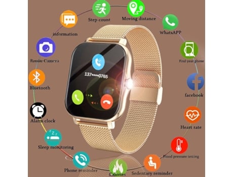 Smartwatch EALLC Rastreador de llamadas Bluetooth Fitness Ritmo cardíaco Presión arterial Deporte