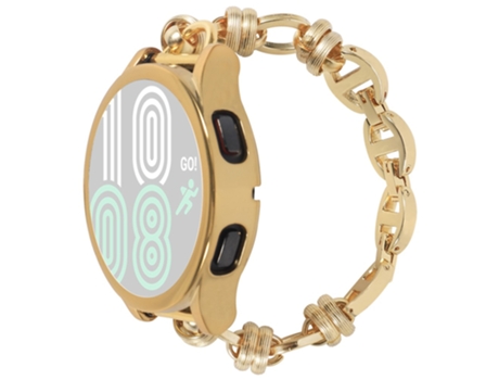 Correa de acero inoxidable 22mm con diseño de rosca para Girls For Huawei Watch GT3 46mm/Xiaomi Haylou RS3 - dorado