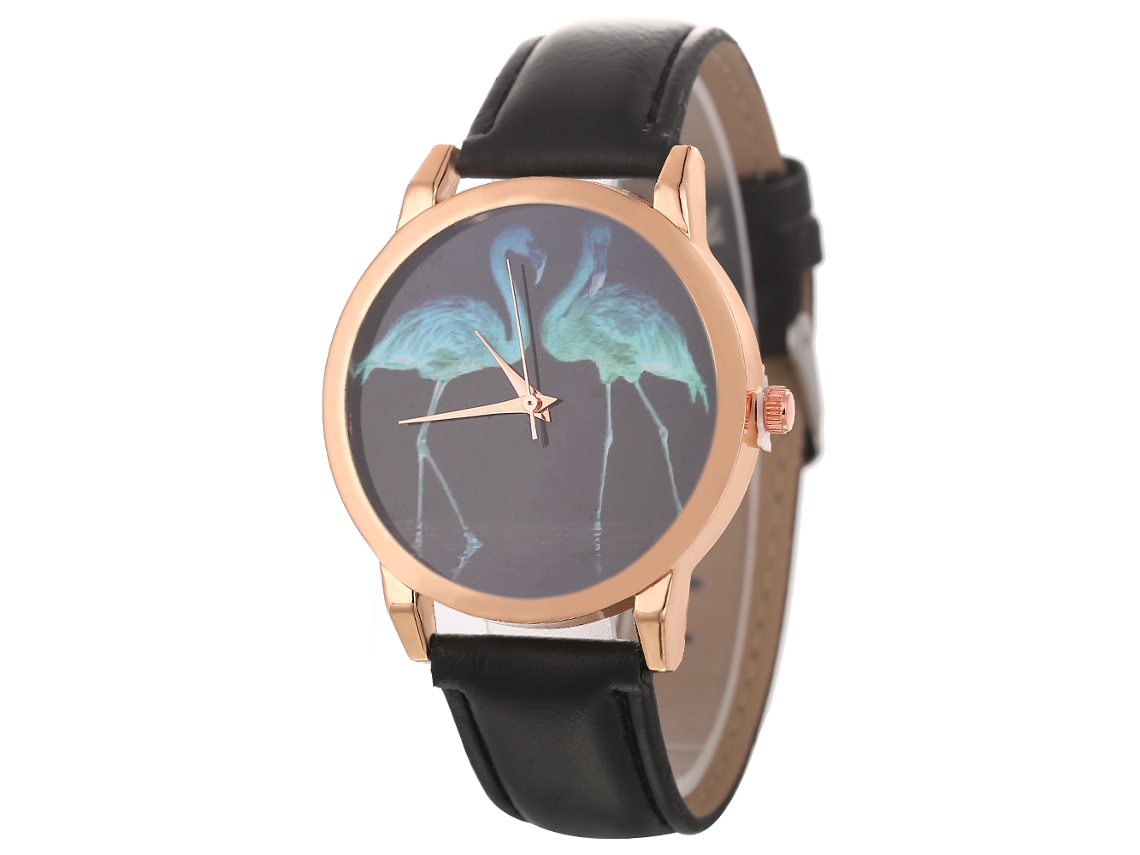 Reloj De Pulsera Casual Unisex Zhoulianfa, Piel Sintética, Estampado Animal, Movimiento De Cuarzo, Negro.